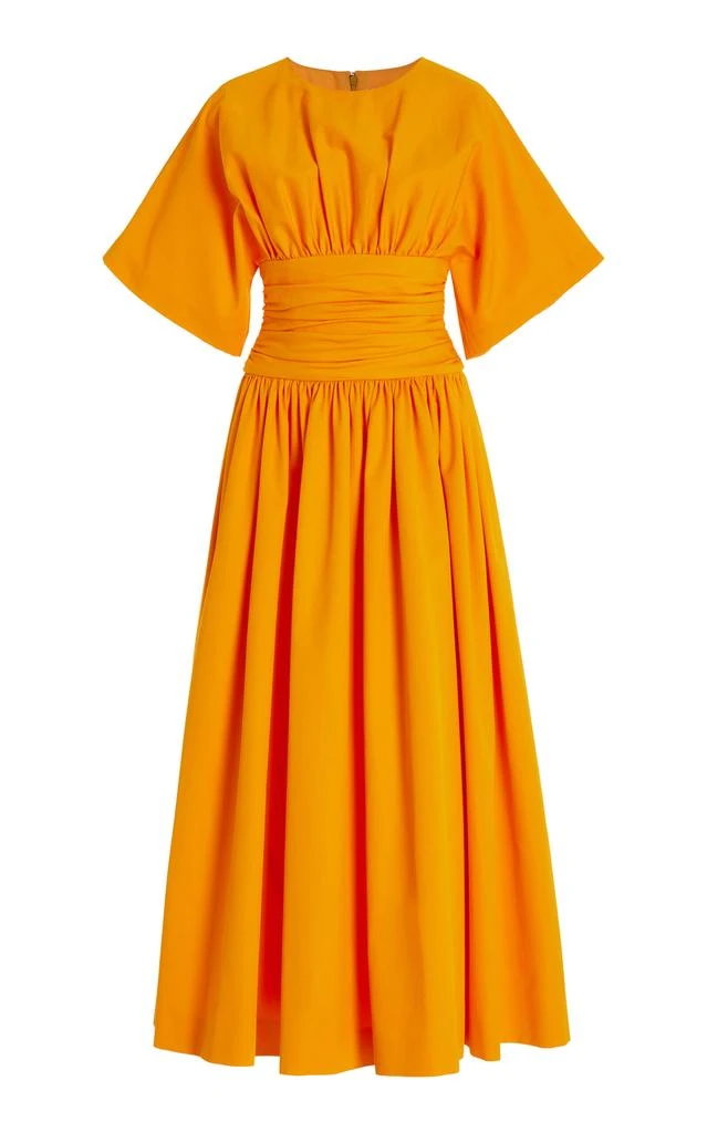 Carolina Herrera Carolina Herrera - Ruched Cotton Poplin Midi Dress - Orange - US 8 - Moda Operandi 1