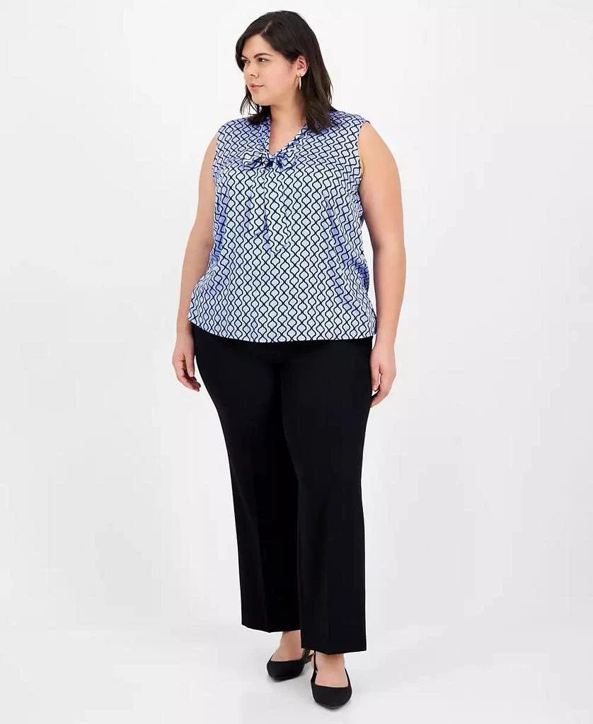 Kasper Plus Size Satin Sleeveless Tie-Neck Blouse 4