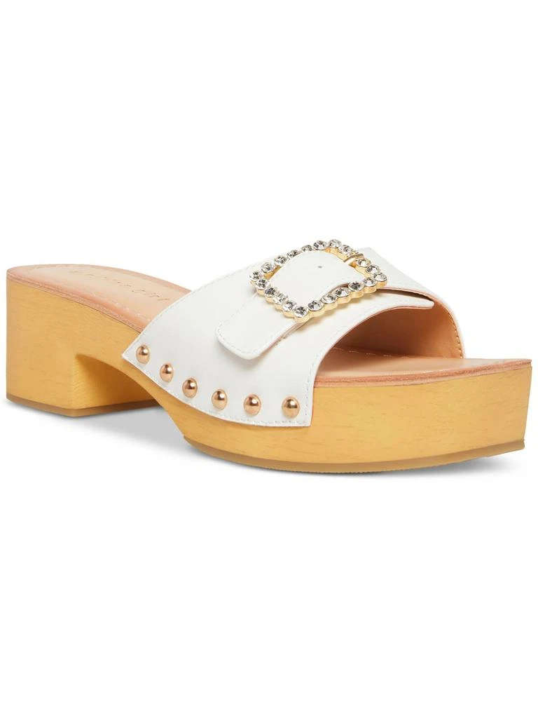 Madden Girl Anikka Womens Faux Leather Rhinestone Slide Sandals 1
