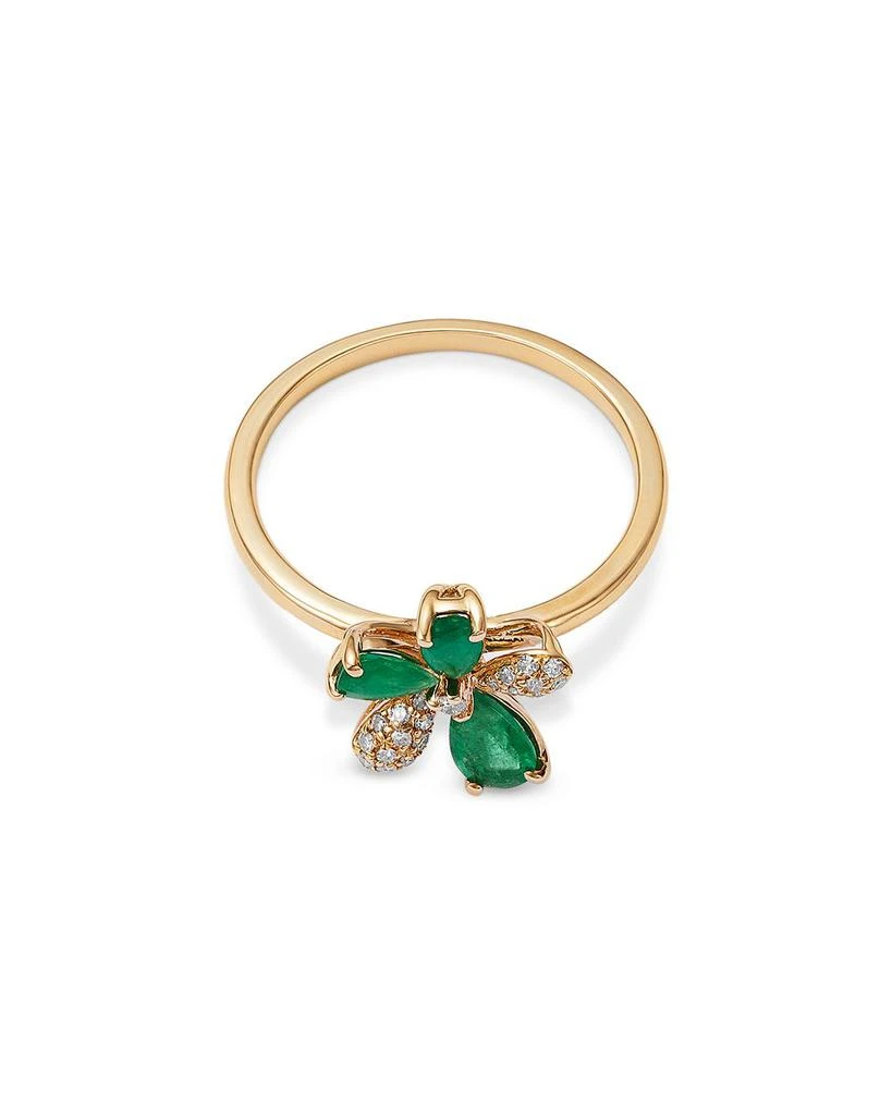 Bloomingdale
s Fine Collection Emerald 
Diamond Flower Ring in 14K Yellow Gold 3