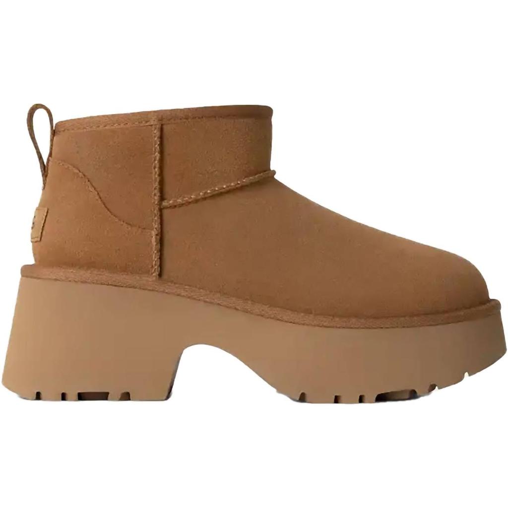 UGG Women's Classic Ultra Mini New Heights Boot In Chestnut Suede