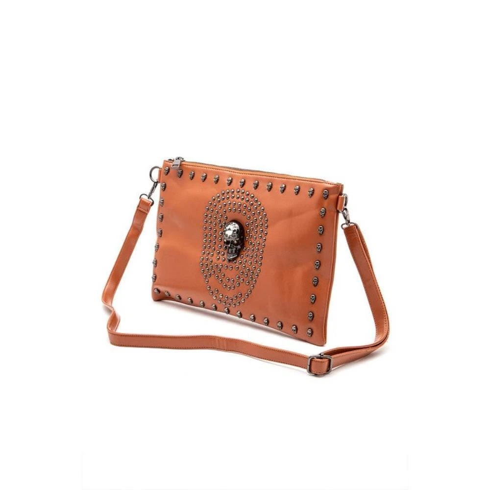 FASHNZFAB Skull Mix Studs Biker Crossbody Clutch Swing Bag 3