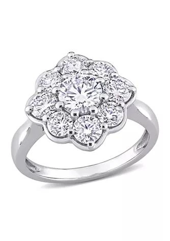 Belk 
Co. 2.3 ct. t.w. Created Moissanite Flower Ring in 10K White Gold