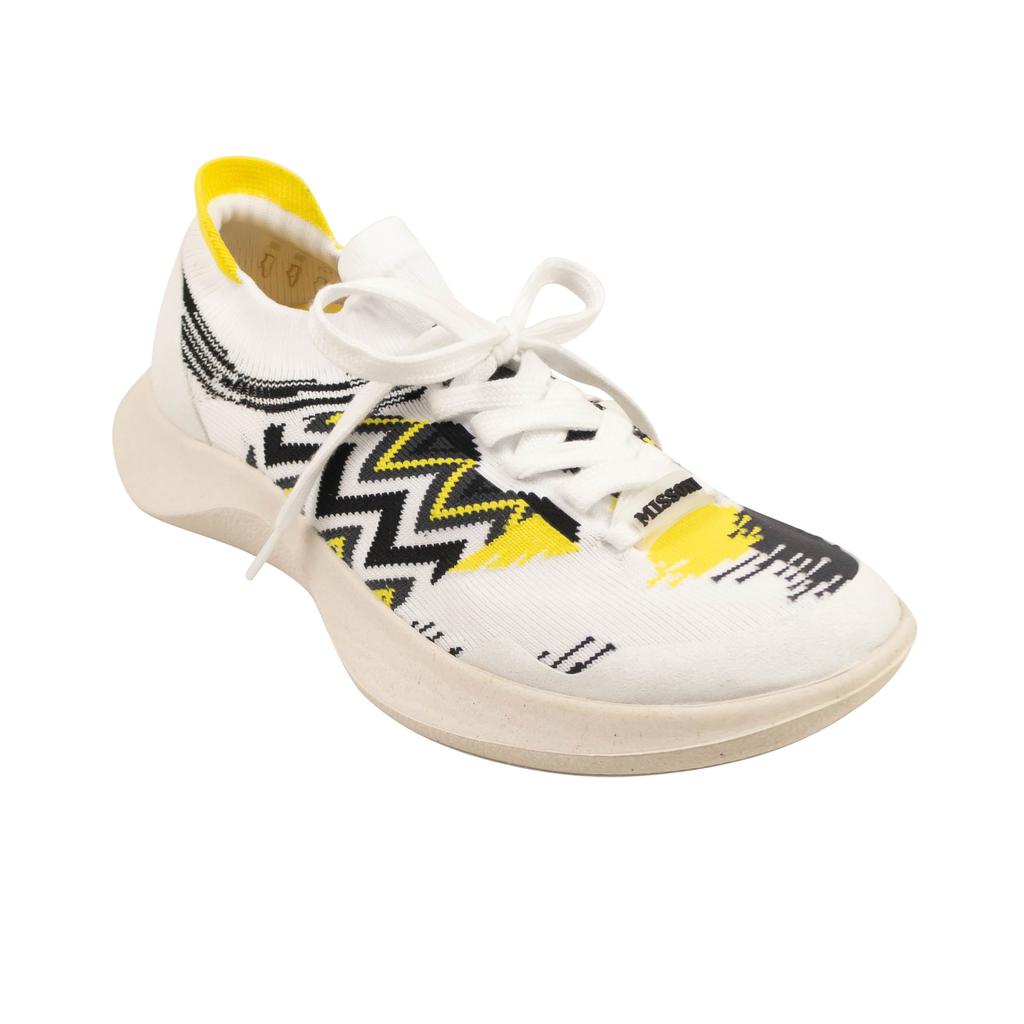 Missoni White And Black ACBC Fly Knit Chevron Low Top Sneakers