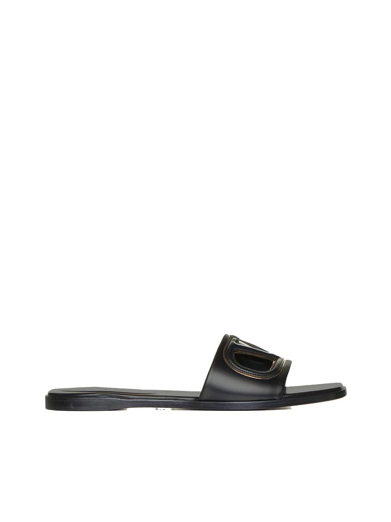 Valentino VALENTINO GARAVANI | Black leather VLogo cut-out Slide sandals | Women | 38 1