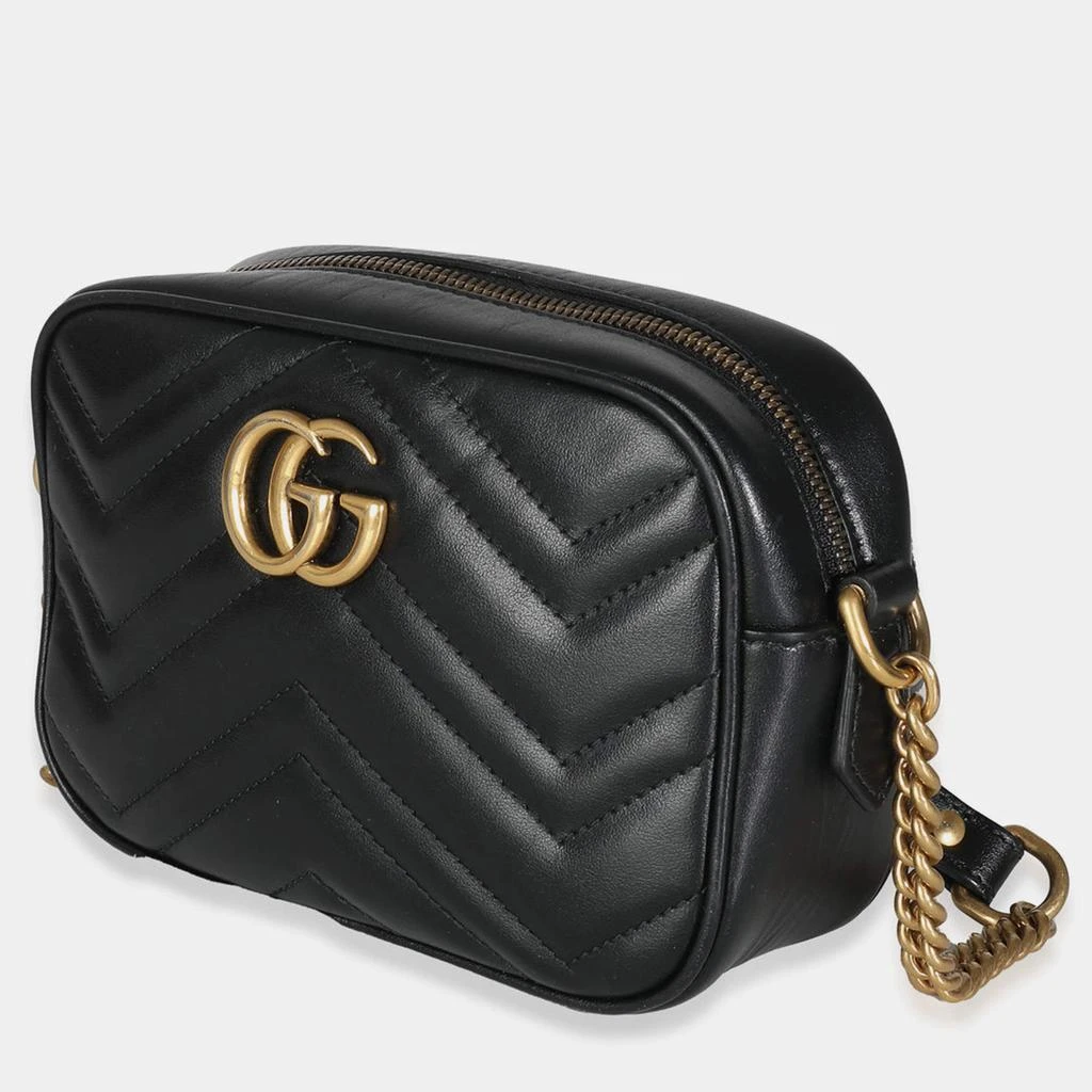 Gucci Gucci Black Leather Mini GG Marmont Camera Shoulder Bag 3