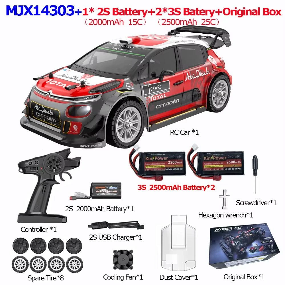 JIUSI MJX14303 1/14 Scale 4WD Brushless High-Speed RC Off-Road Car - 55 Km/H Remote Control Hobby Truck - 3 Batteries 2