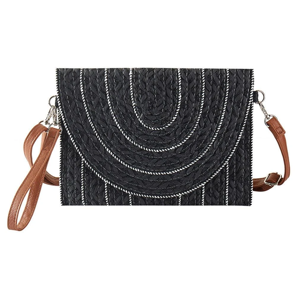 FASHNZFAB Stitch Detailed Straw Clutch Bag / Crossbody Bag 2