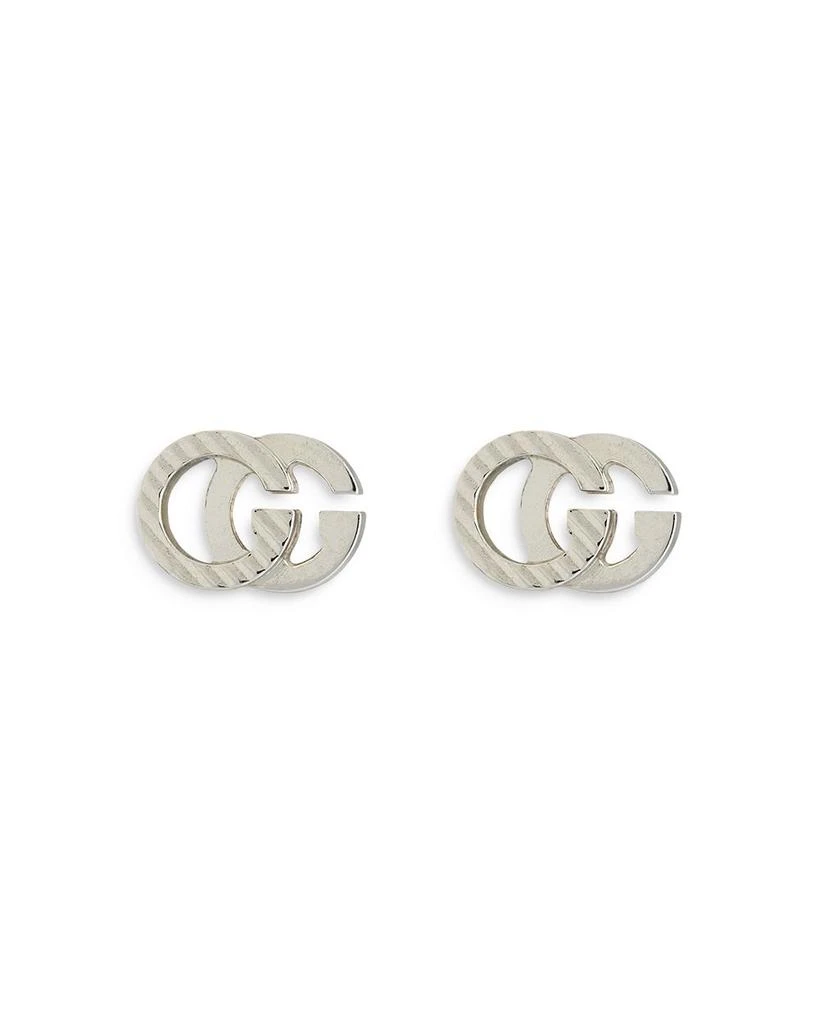 Gucci 18K White Gold Double G Logo Stud Earrings 1
