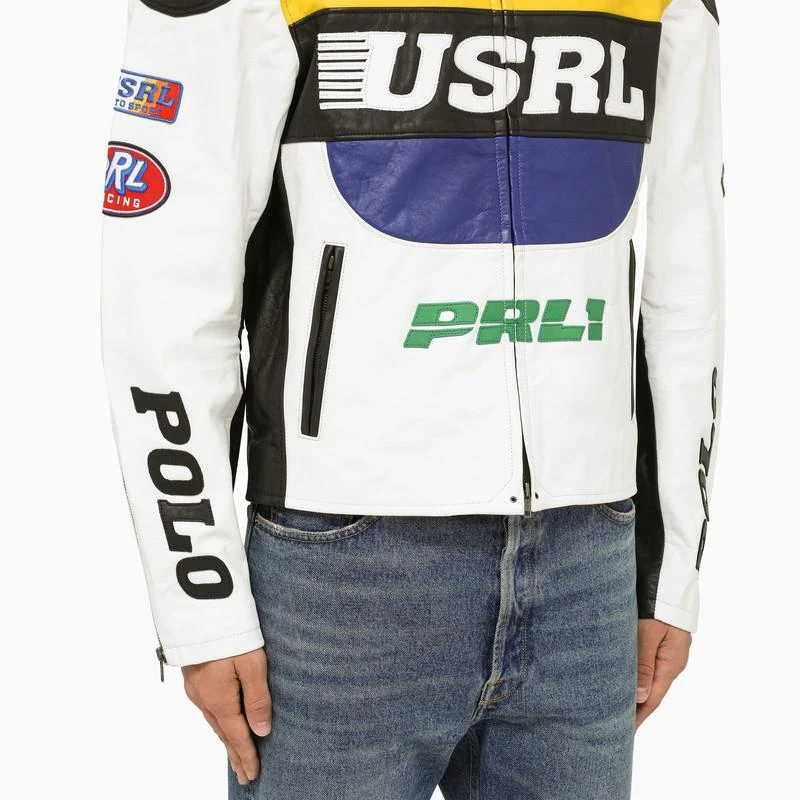 Polo Ralph Lauren Multicolour leather biker jacket with patches 5