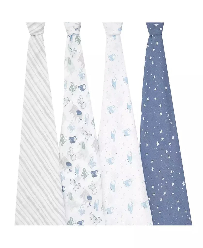 aden + anais Baby Boys Printed Swaddle Blankets, Pack of 4 3