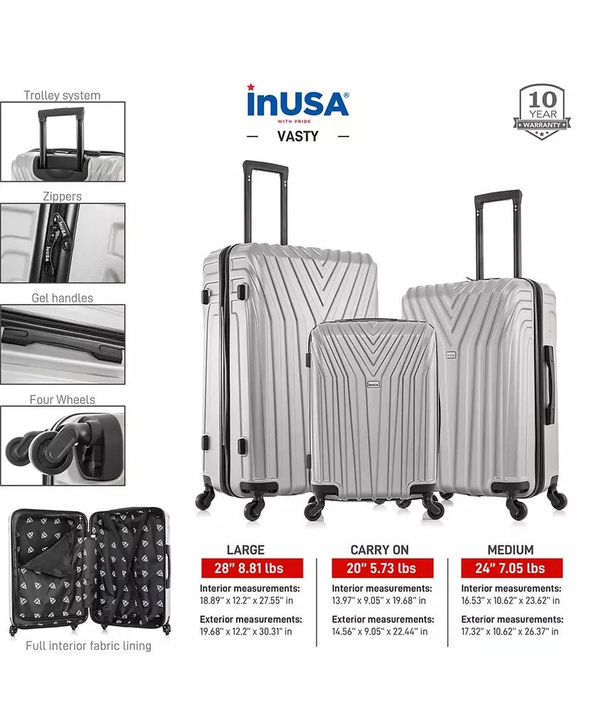 InUSA Vasty Lightweight Hardside Spinner Luggage Set, 3 piece 3