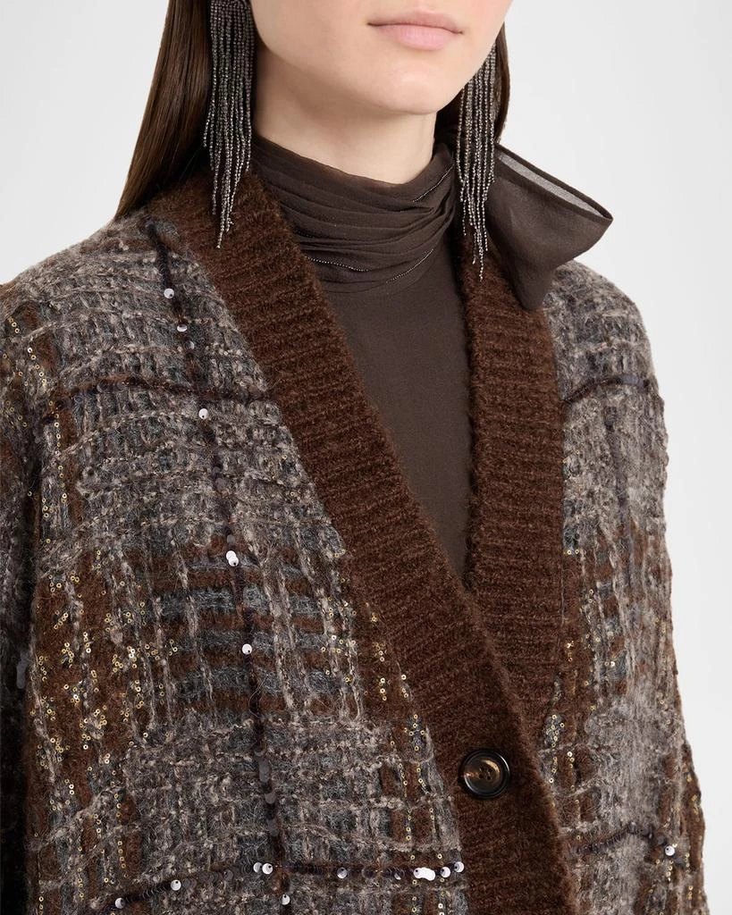 Brunello Cucinelli Tartan Organza Embroidered Cardigan 5