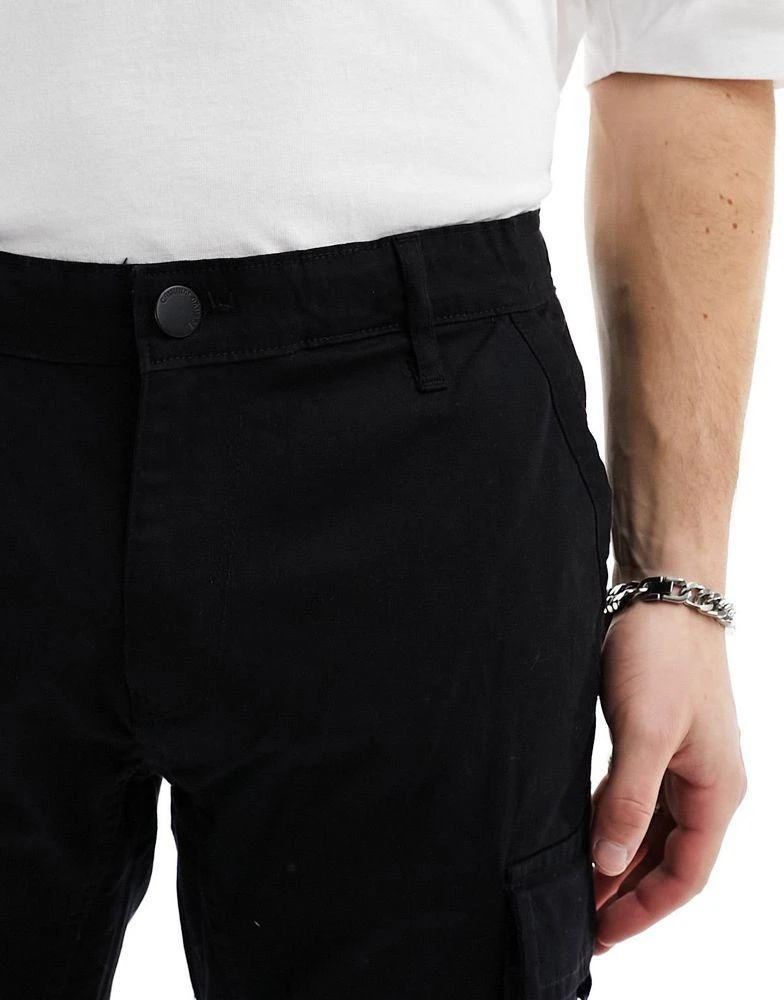 Criminal Damage Criminal Damage cuffed leg cargo pants with side leg army pockets in black 5