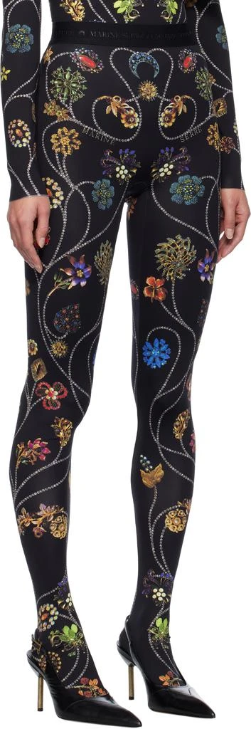 MARINE SERRE Black Floral Jewelry Printed Jersey Leggings 2