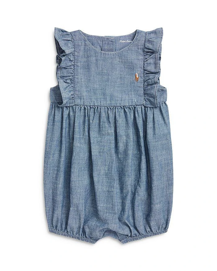 Ralph Lauren Girls' Indigo Chambray Bubble Shortall - Baby