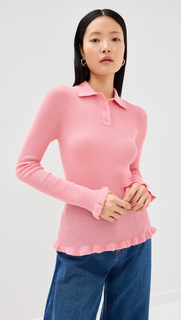CECILIE BAHNSEN Oda Top Lightweight Knit Sorbet Sweater