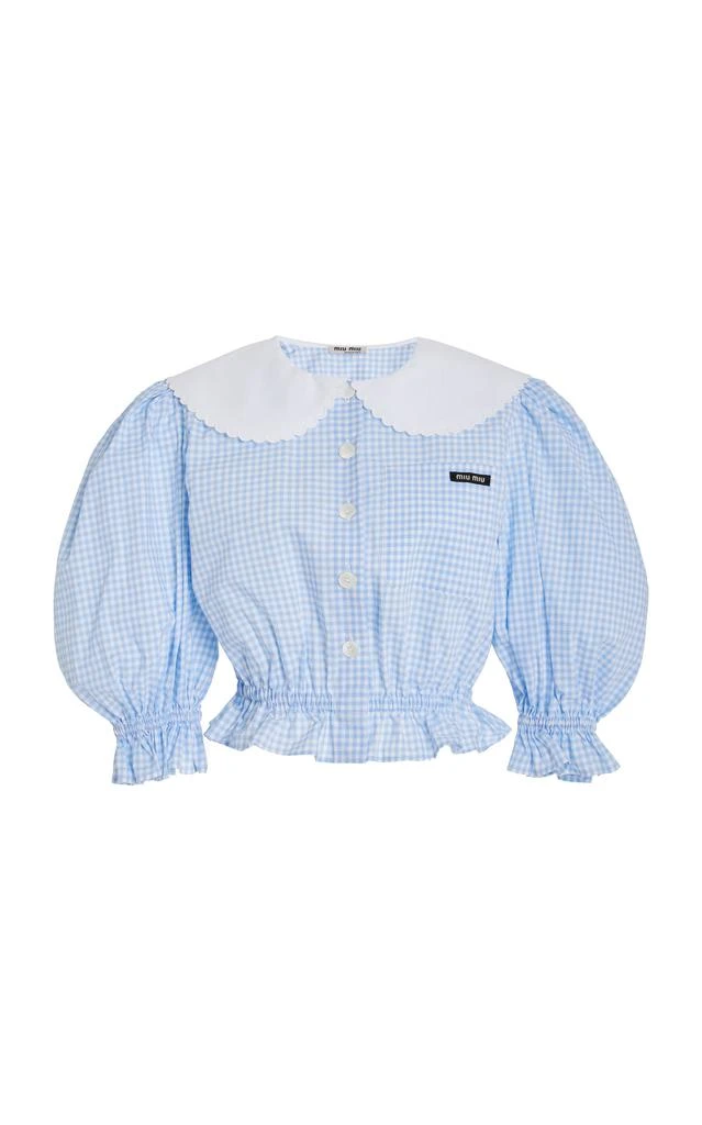 Miu Miu Miu Miu - Collared Gingham Cotton Crop Top - Blue - IT 40 - Moda Operandi 1