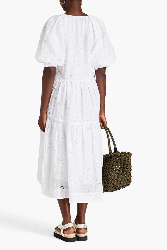 FRAME Gathered broderie anglaise midi dress 3
