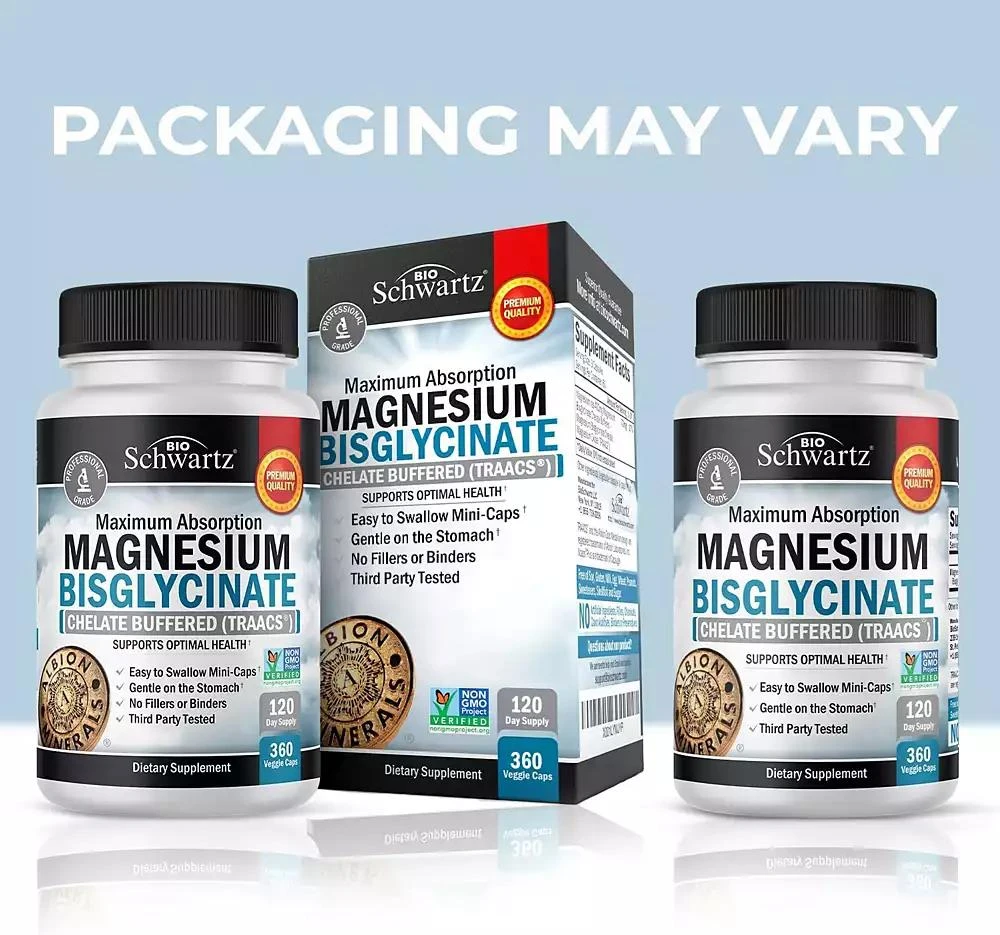 BioSchwartz Magnesium Bisglycinate | Healthy Energy Muscle Bone 
Joint Support | Non-GMO Project Verified|360ct 2