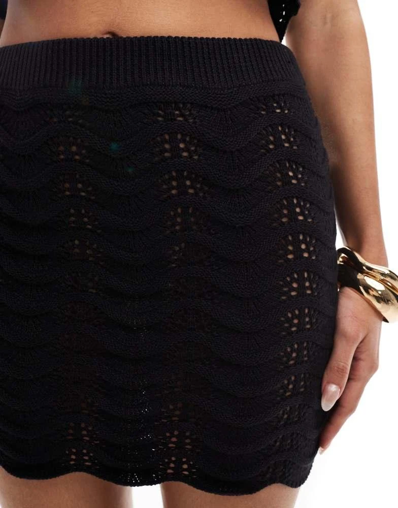 Threadbare Threadbare crochet top & mini skirt set in black 4