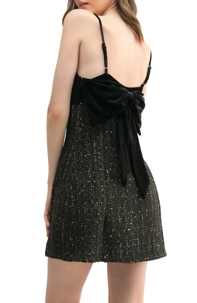 Lush Velvet & Tweed Bow Minidress 2