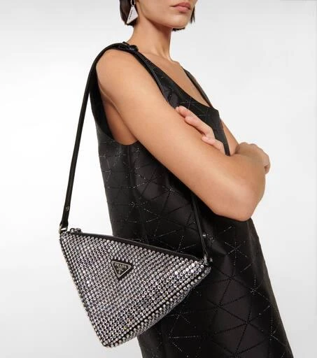 Prada Triangle embellished satin pouch 2