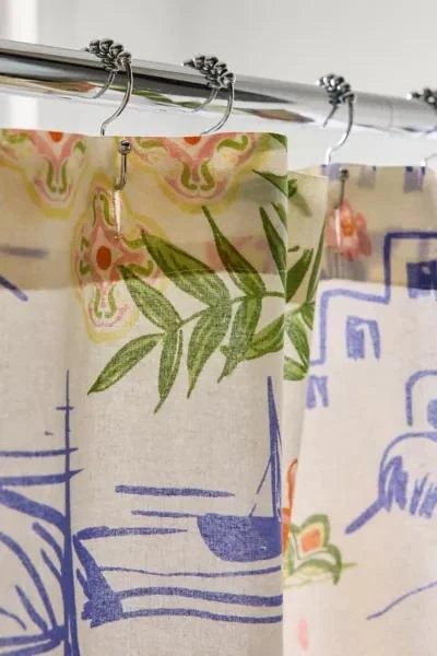 Urban Outfitters Santorini Patterned Shower Curtain 3