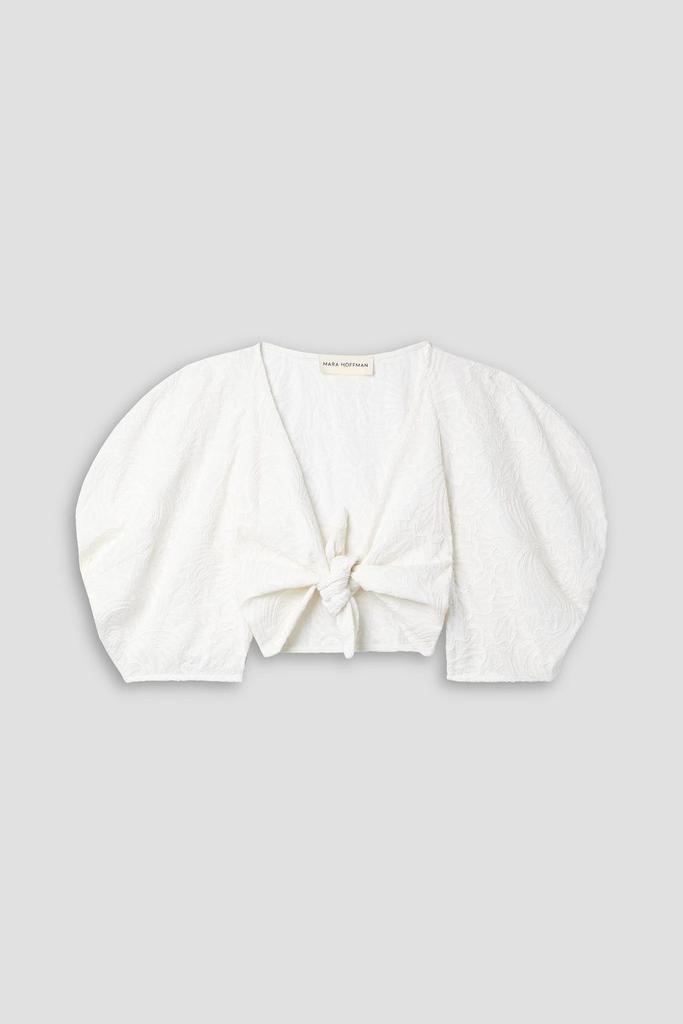 Mara Hoffman Navya cropped tie-front embroidered cotton-voile top