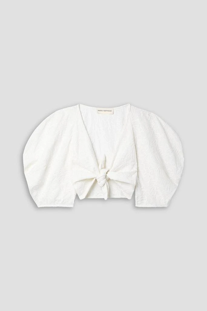 Mara Hoffman Navya cropped tie-front embroidered cotton-voile top 1