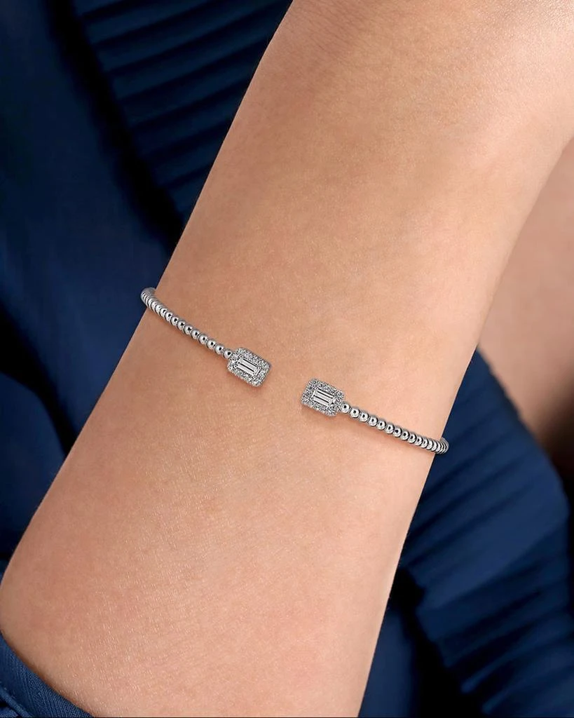 Gabriel 
Co 14K White Gold Bujukan Open Cuff Bracelet with Diamond Baguettes 2