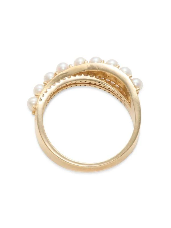 Effy 14K Yellow Gold, 0.20 TCW Diamond & 2.7MM Fresh Water Pearl Wrap Ring 3