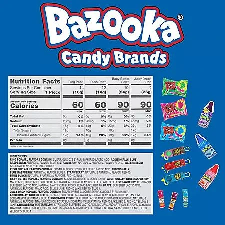 Ring Pop Bazooka Candy, Variety Pack, 40 ct. 2