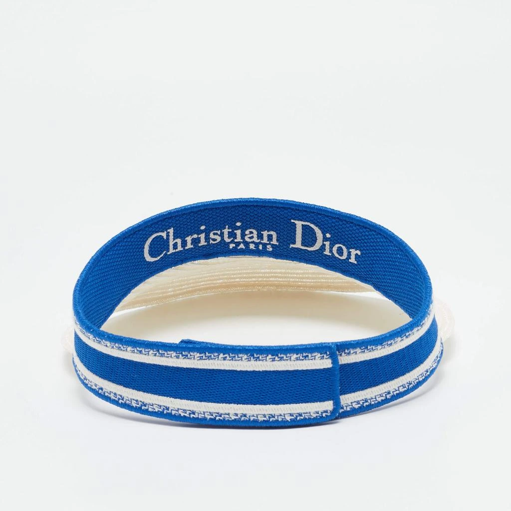 Dior Christian Dior Blue/White Logo Embroidered Straw D-Ocean Visor 3