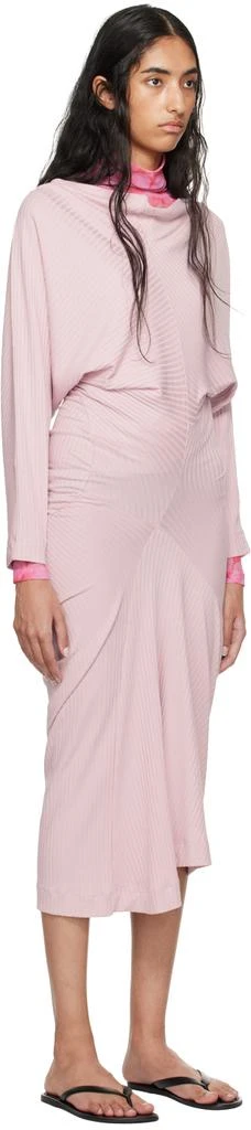 Dries Van Noten Pink Ribbed Midi Dress 2