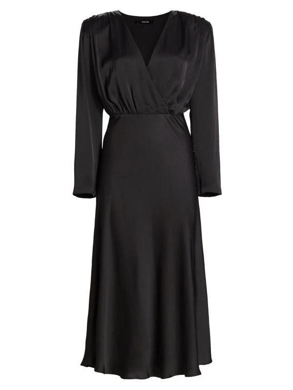 Alice by Temperley Rebecca Satin Long-Sleeve Midi-Dress 5