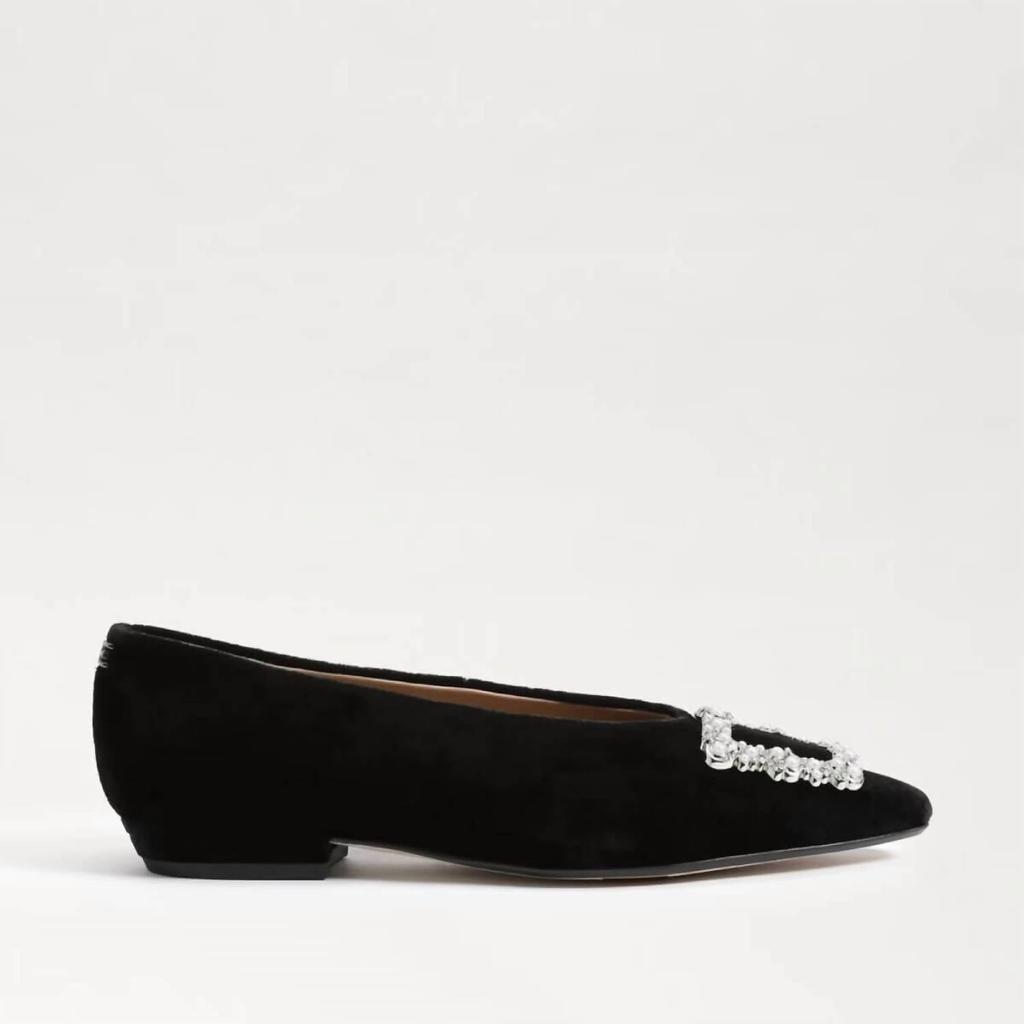 Sam Edelman Janina Luster Pointed Toe Flat In Black Velvet