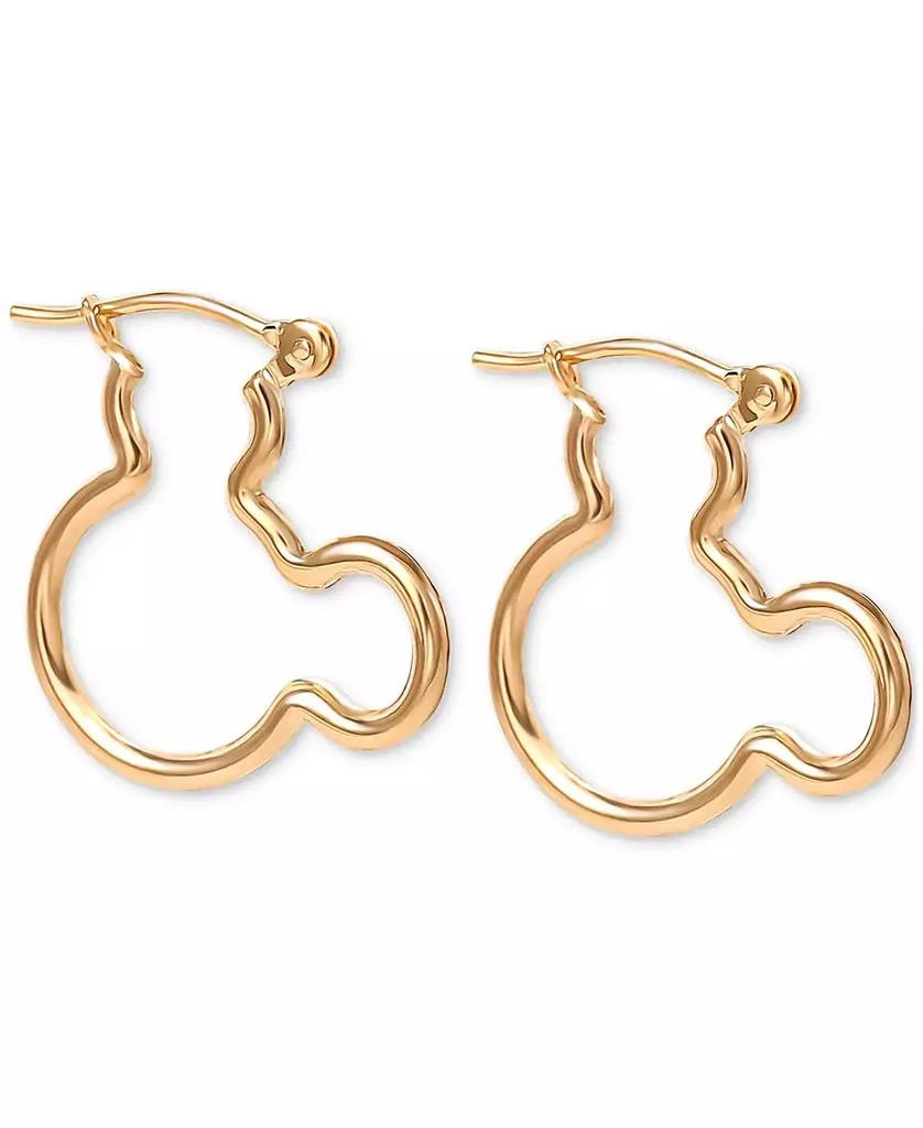 Disney Mickey Mouse Silhouette Small Hoop Earrings in 10k Yellow Gold (3/4") 1