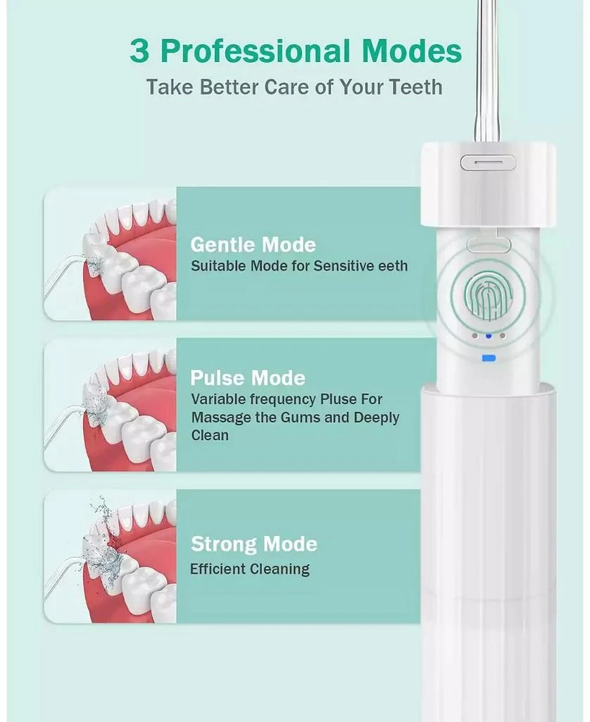 HEATDAZ Portable Water Flosser - 4 Nozzle Types, 3 Modes, IPX7 Waterproof, 1100mAh Battery, Essential for Travel Oral Care 3