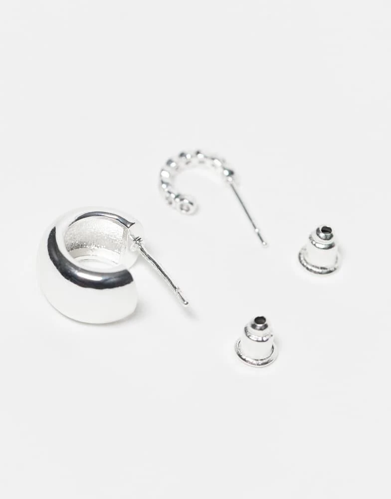 Accessorize Accessorize 2 pack chunky hoops earrings in 925 sterling silver 3