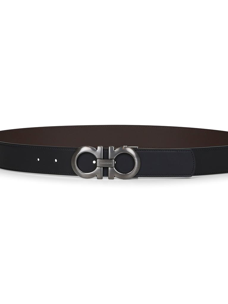 Salvatore Ferragamo FERRAGAMO | Black leather Gancini reversible belt | Man | 90