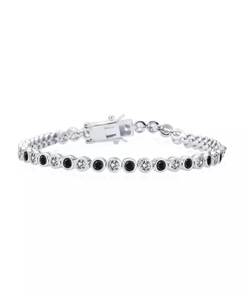 Bling Jewelry Formal Holiday Party 10CT Clear Cubic Zirconia Bubble Circle Bezel Solitaire Tennis Bracelet 14K Gold Plated .925 Sterling Silver