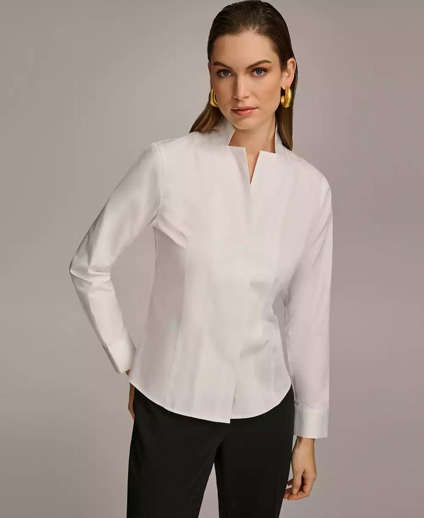 Donna Karan Donna Karan Women's Stand Collar Button Front Cotton Shirt