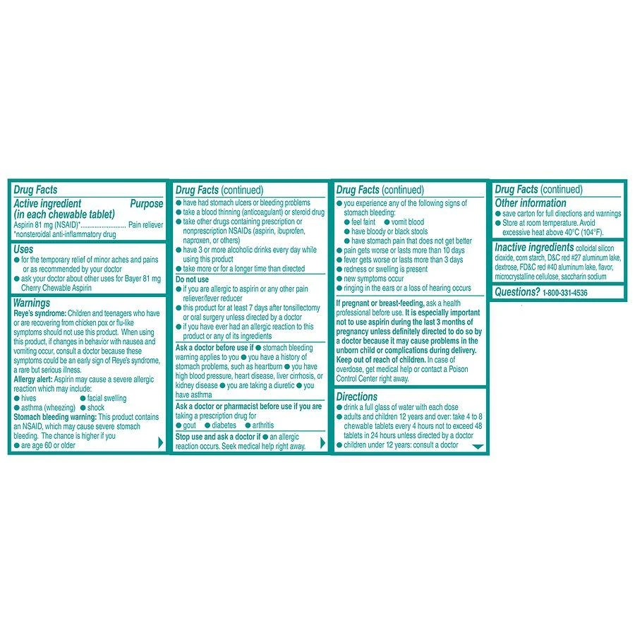 Bayer Chewable Low Dose Aspirin Cherry 4