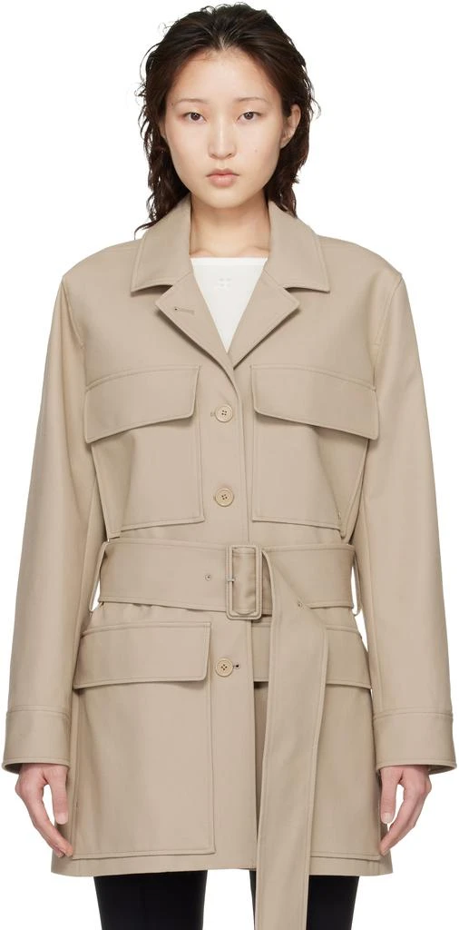 Courrèges Beige Utility Belted Coat