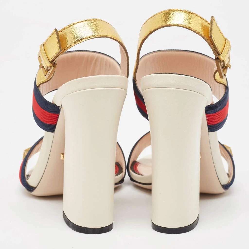 Gucci Gucci Gold Leather and Grosgrain Web Aline Sandals Size 38 5