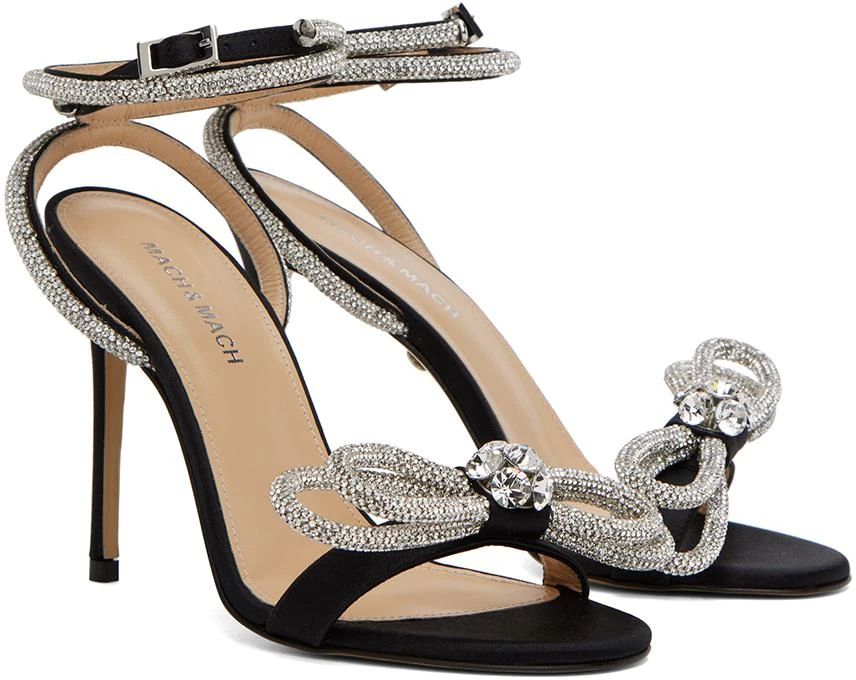 Mach & Mach Black Double Bow 110 Heeled Sandals 4