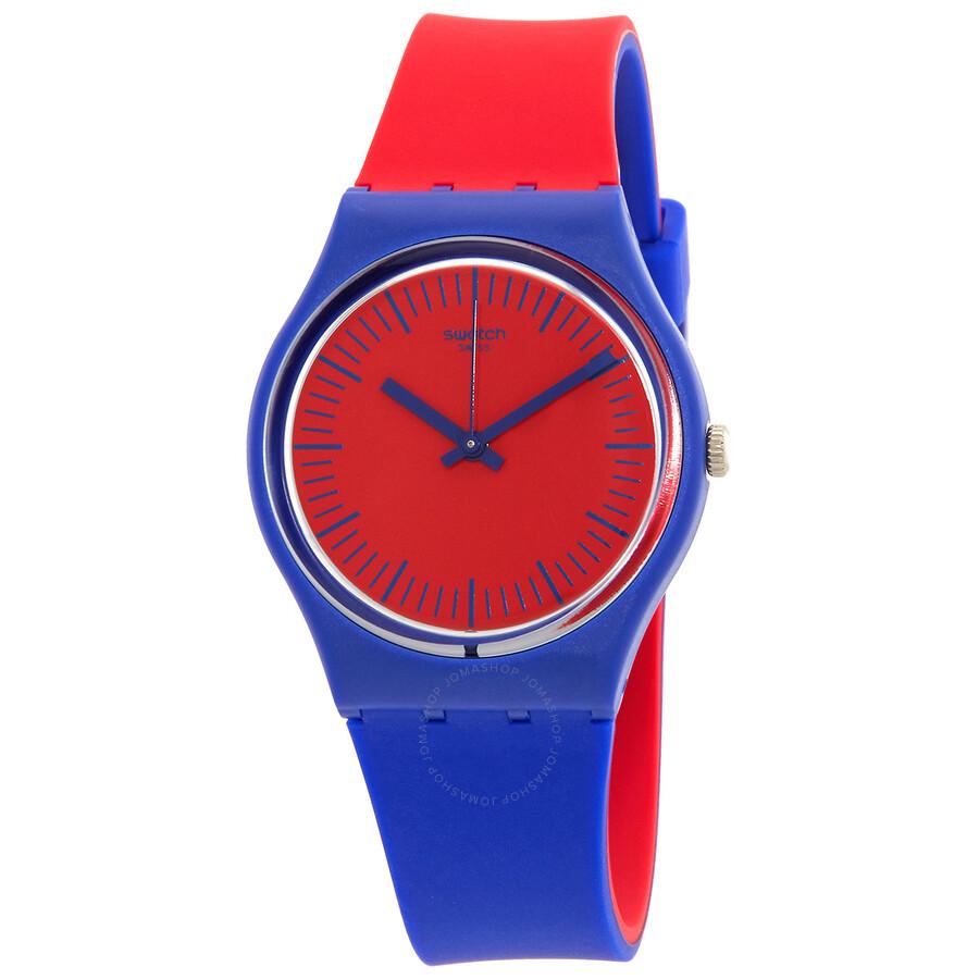 Swatch Blue Loop Quartz Red Dial Unisex Watch GS148