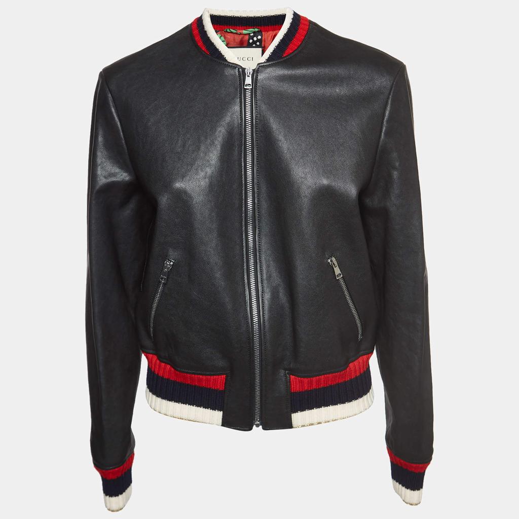 ジャケット・アウター GUCCI Embroidered Leather Bomber Jacket Leather bomber jacket with embroidery in brown | GUCCI® US