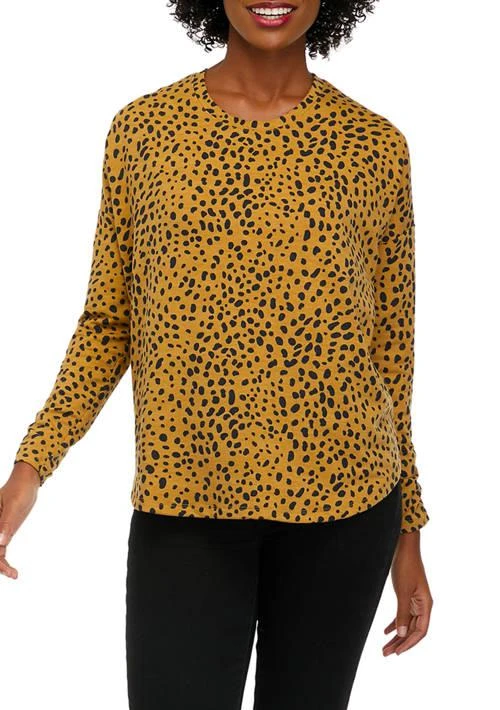 Crown & Ivy™ Ivy Womens Long Sleeve Printed Terry T Shirt 1